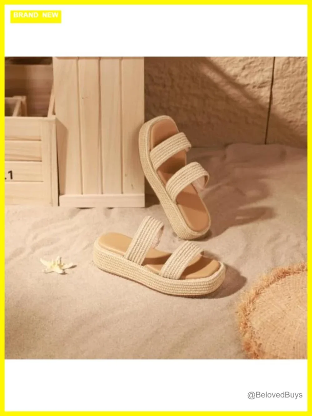 Women's Platform Wedge Espadrille Sandals Raffia Open Toe Slip On Summer Casual